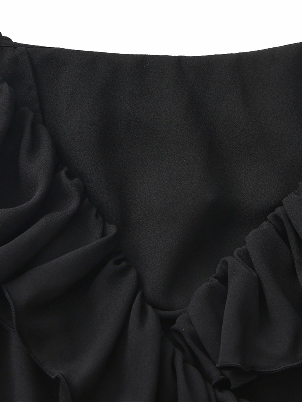 Charlotte Ruffle V-Neck Black Dress | Nana Jacqueline