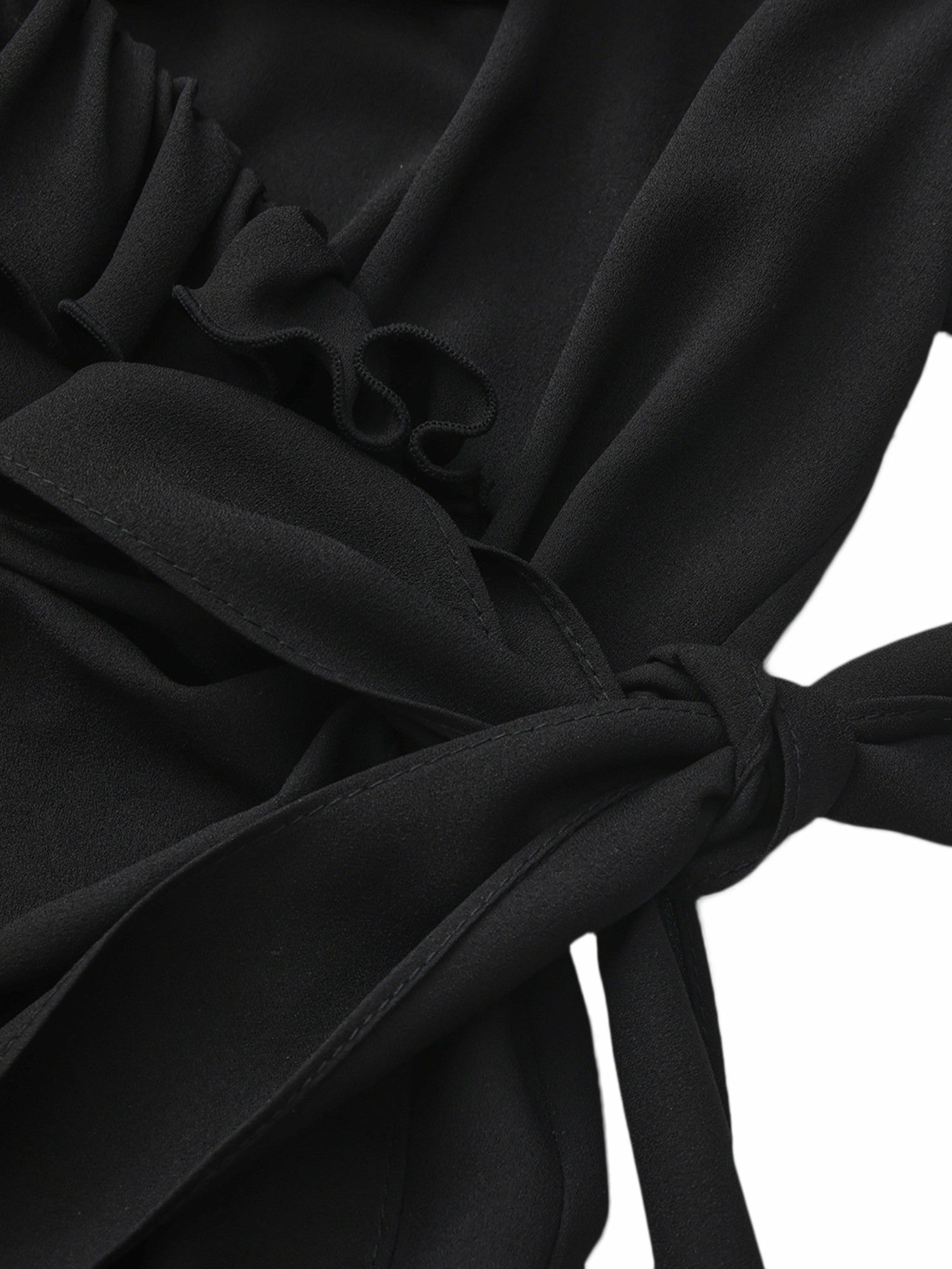 Charlotte Ruffle V-Neck Black Dress | Nana Jacqueline