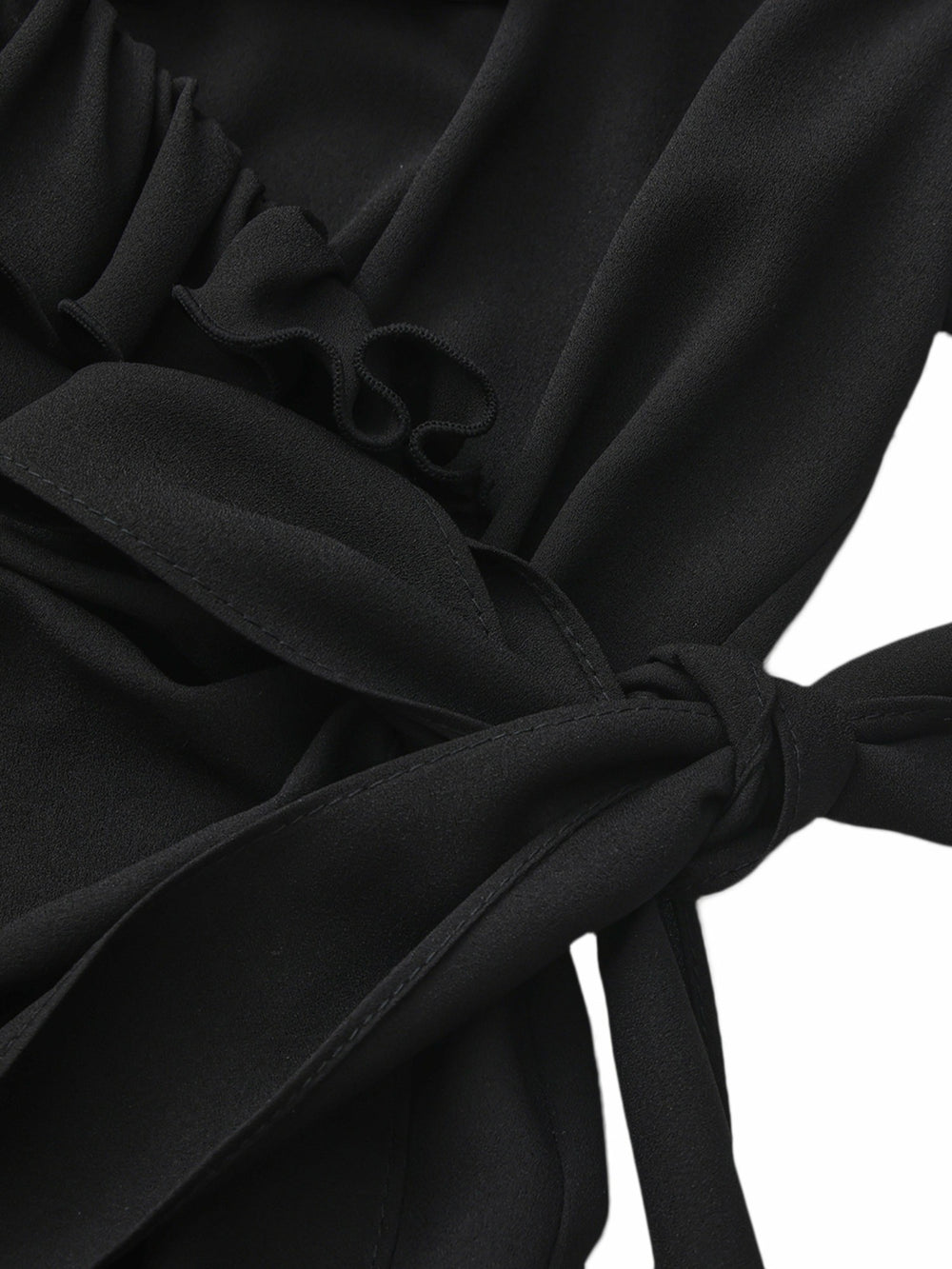Charlotte Ruffle V-Neck Black Dress | Nana Jacqueline