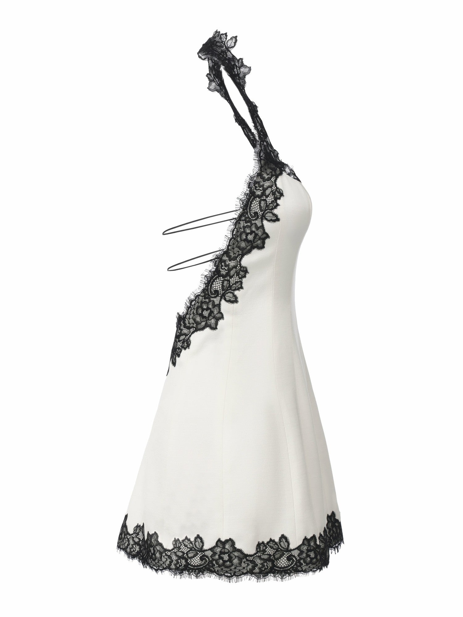 Daniela Lace-Trim Halter White Mini Dress | Nana Jacqueline
