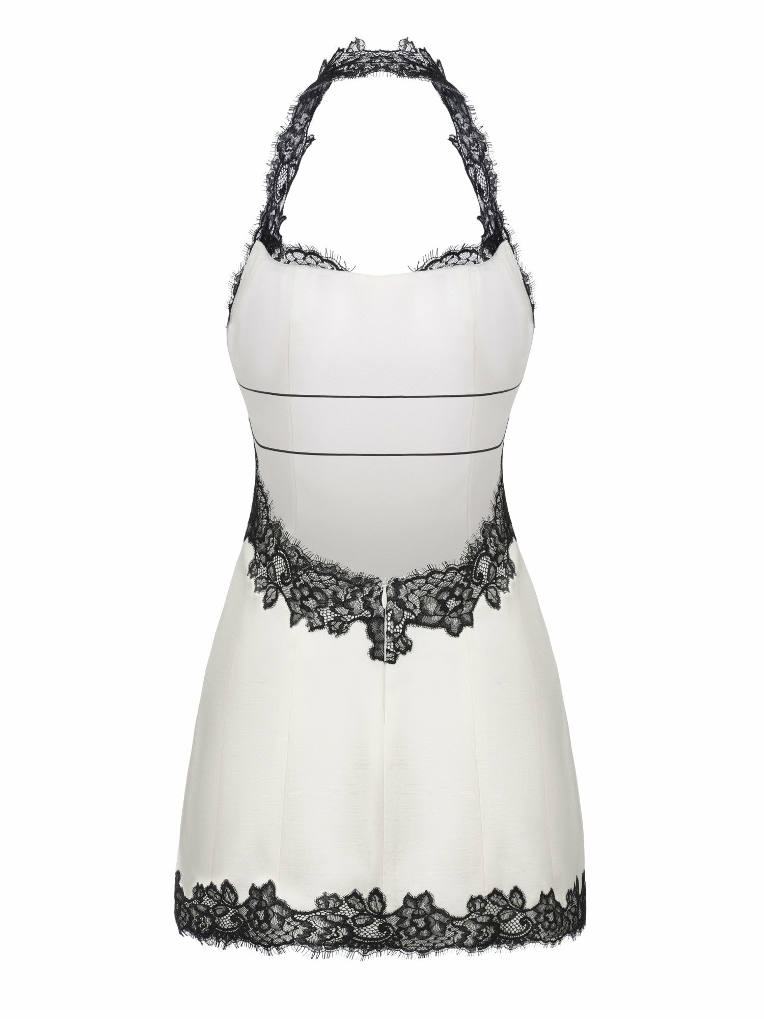 Daniela Lace-Trim Halter White Mini Dress | Nana Jacqueline