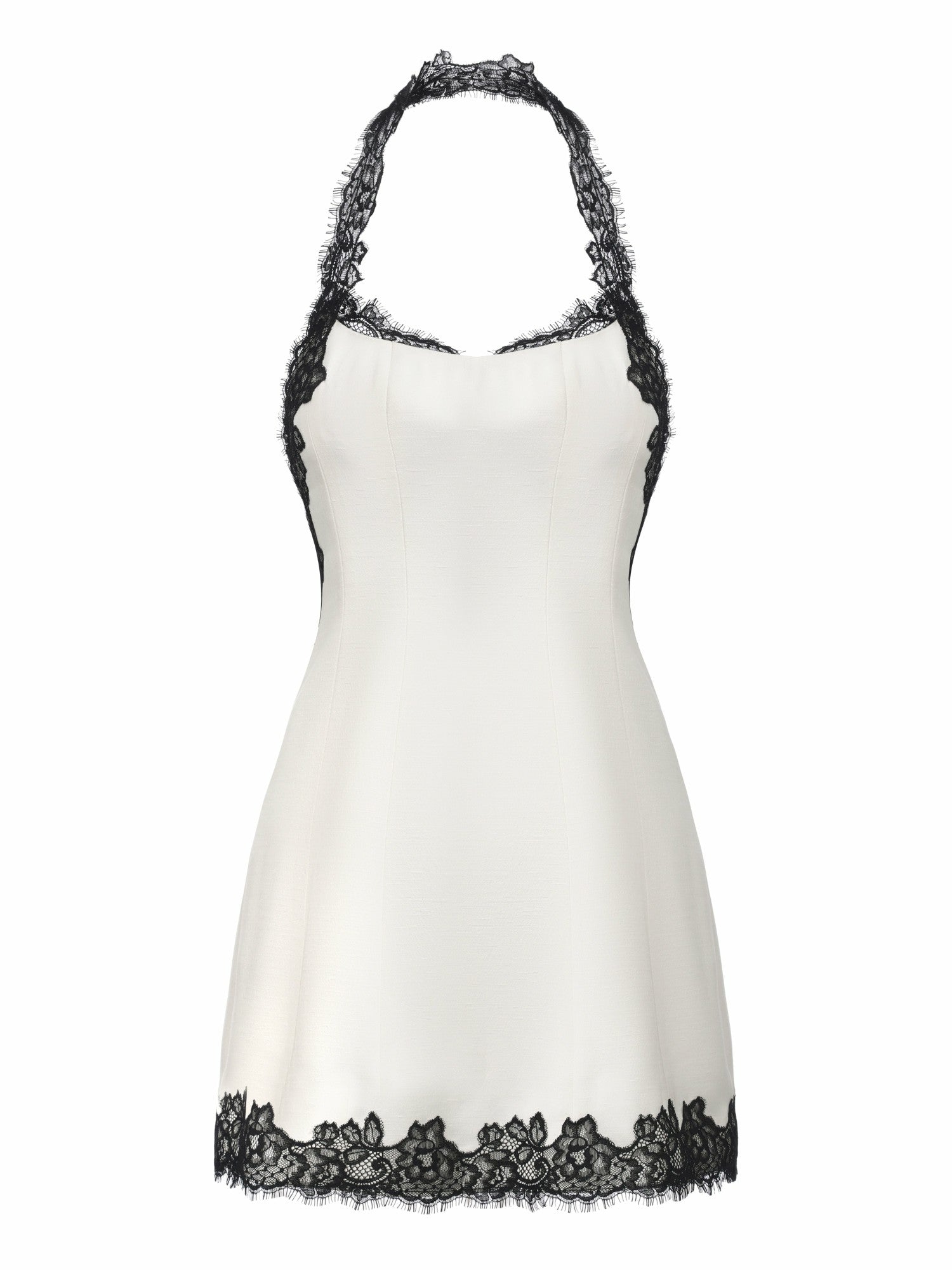 Daniela Lace-Trim Halter White Mini Dress | Nana Jacqueline