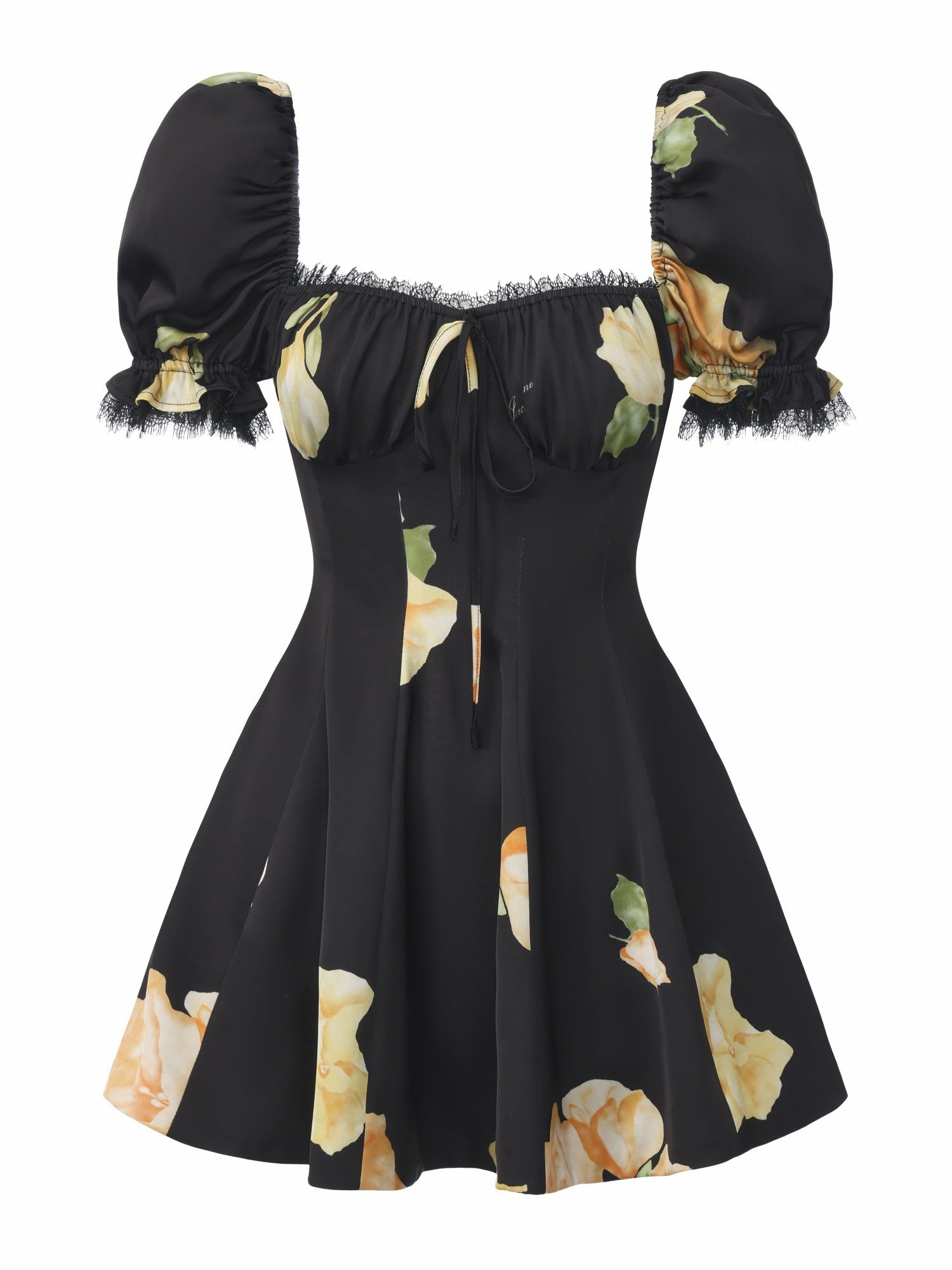 Alira Puff Sleeve Ruched Black Dress | Nana Jacqueline