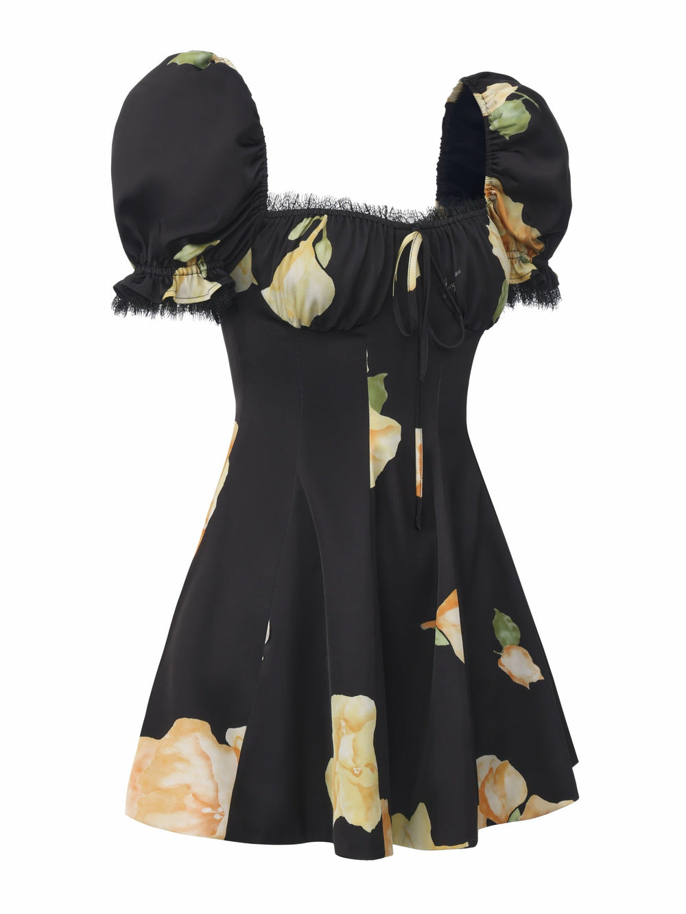 Alira Puff Sleeve Ruched Black Dress | Nana Jacqueline