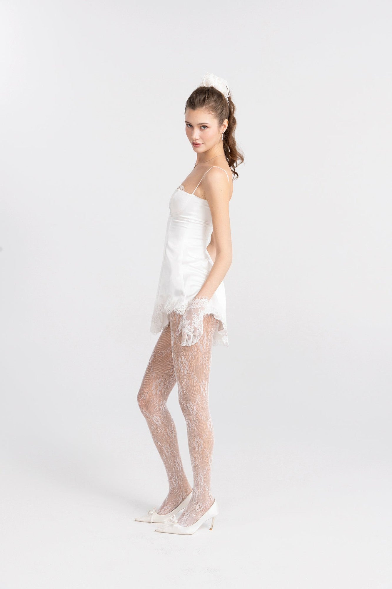 Marilyn Satin Mini Dress: White Mini Dress for Bridal Shower | Nana Jacqueline