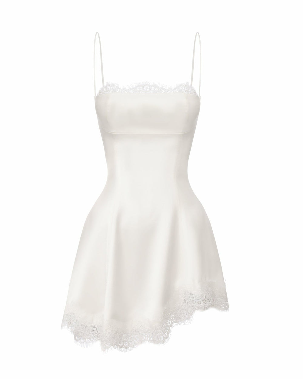 Marilyn Satin Mini Dress: White Mini Dress for Bridal Shower | Nana Jacqueline