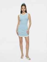 Light Blue Contrast-Trim Knit Mini Dress | Nana Jacqueline