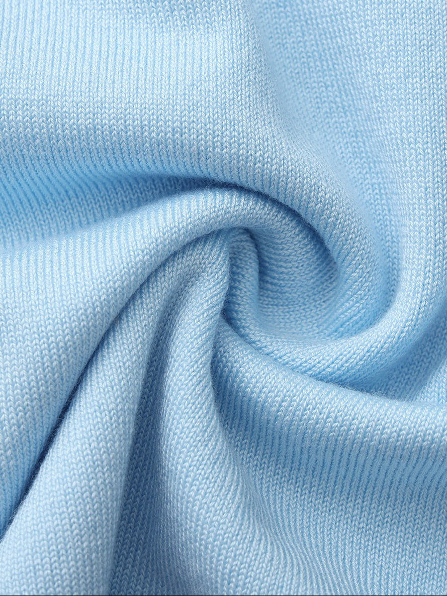 Light Blue Contrast-Trim Knit Mini Dress | Nana Jacqueline