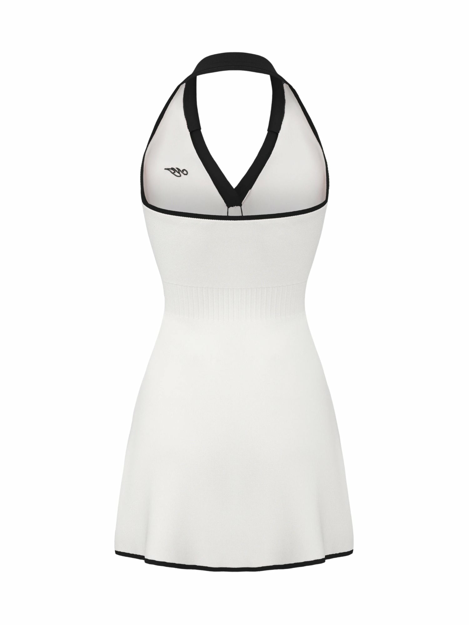 White Contrast Halter Knit Mini Dress | Nana Jacqueline