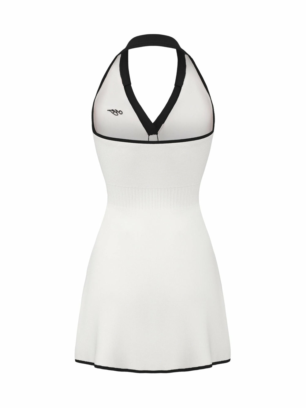 White Contrast Halter Knit Mini Dress | Nana Jacqueline