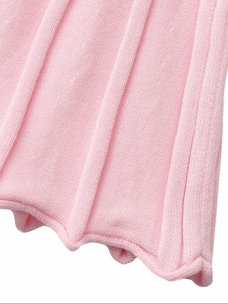 Pink Reverse Halter Knit Flared Dress | Nana Jacqueline