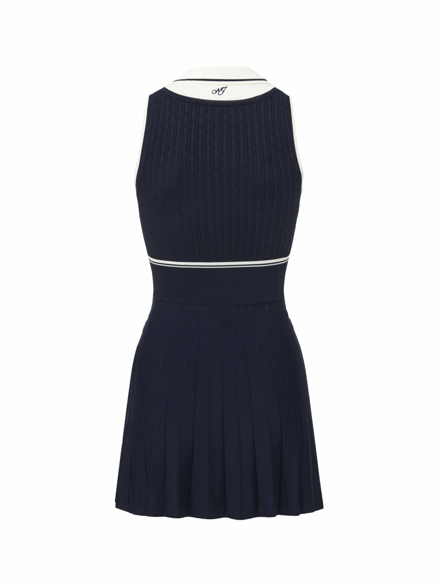 Navy Colorblock Knit Dress with Faux Pleated Skirt | Nana Jacqueline