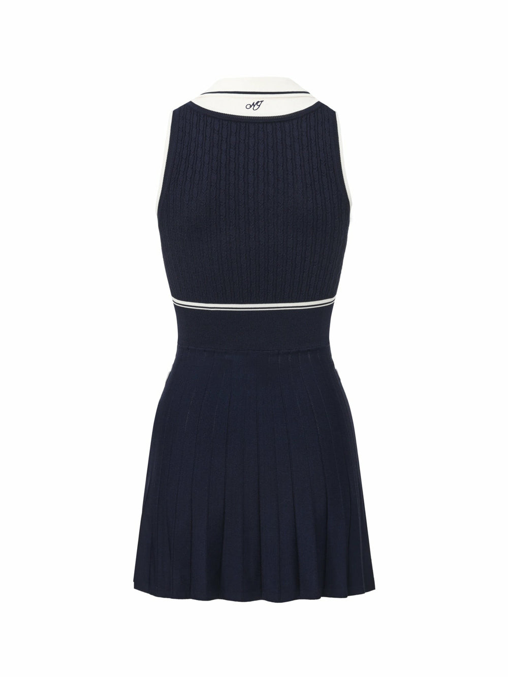Navy Colorblock Knit Dress with Faux Pleated Skirt | Nana Jacqueline
