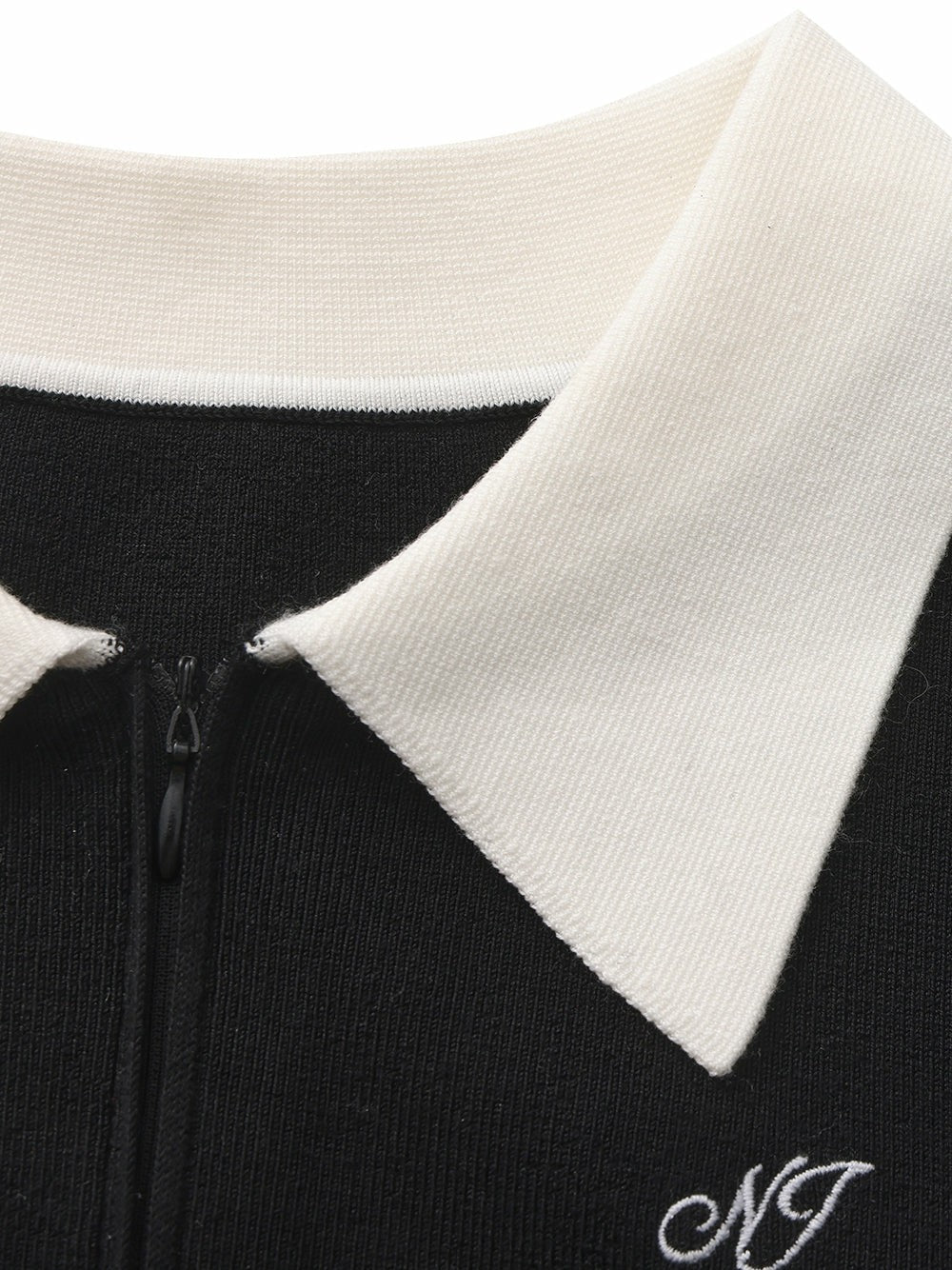 Black Striped Knit Dress with Contrast Collar | Nana Jacqueline