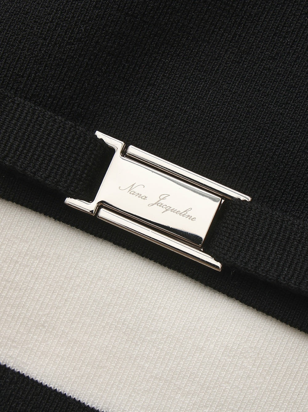 Black Striped Knit Dress with Contrast Collar | Nana Jacqueline