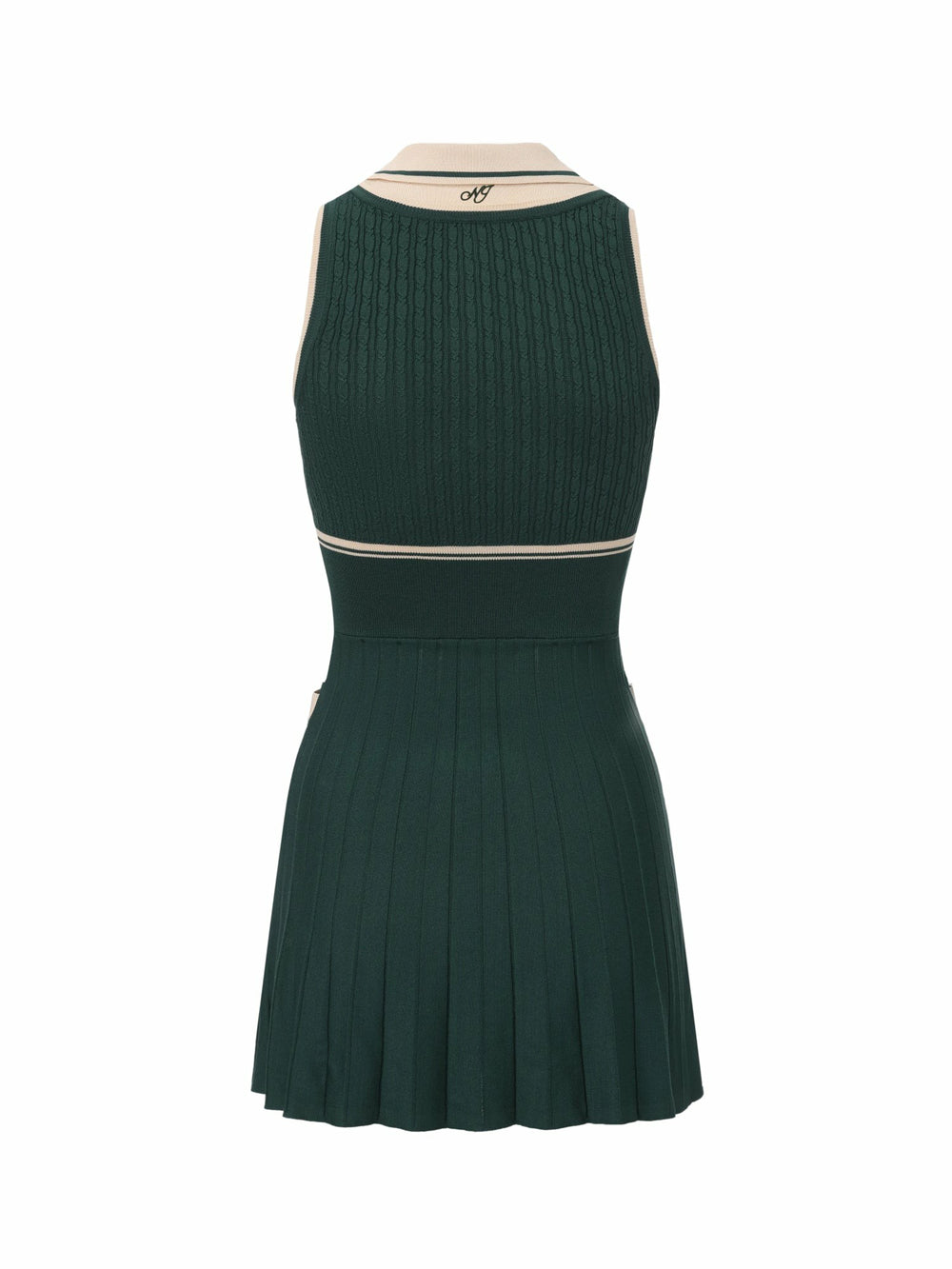 Deep Green Colorblock Knit Dress with Faux Pleated Skirt | Nana Jacqueline