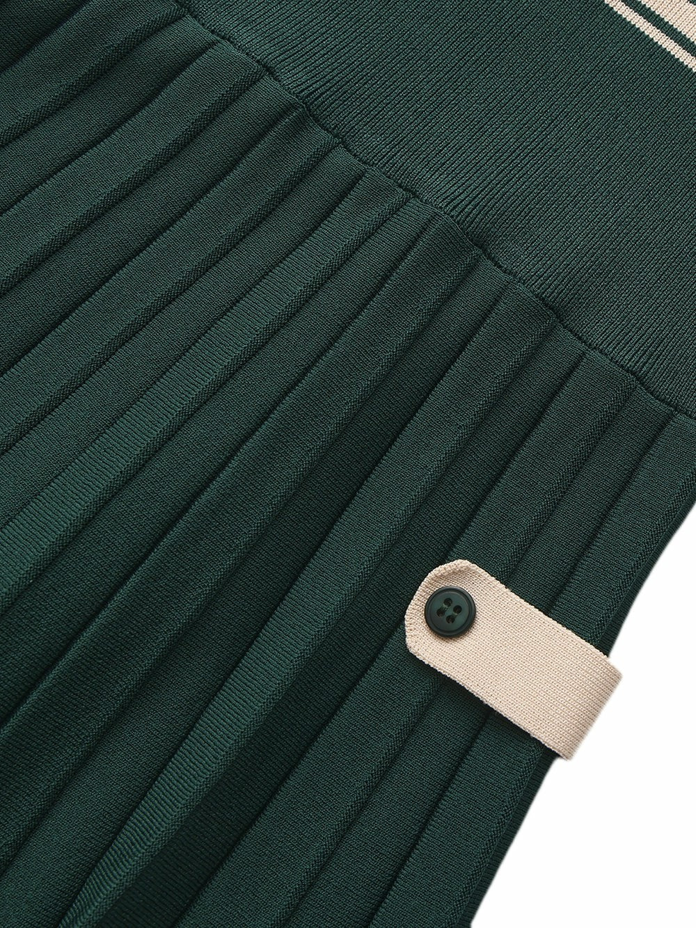 Deep Green Colorblock Knit Dress with Faux Pleated Skirt | Nana Jacqueline