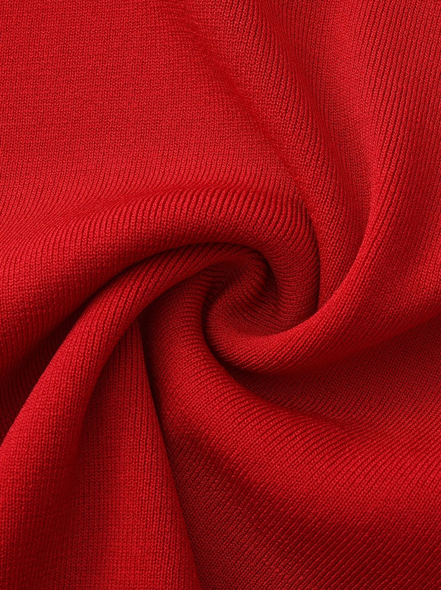 Red Contrast Halter Knit Mini Dress | Nana Jacqueline