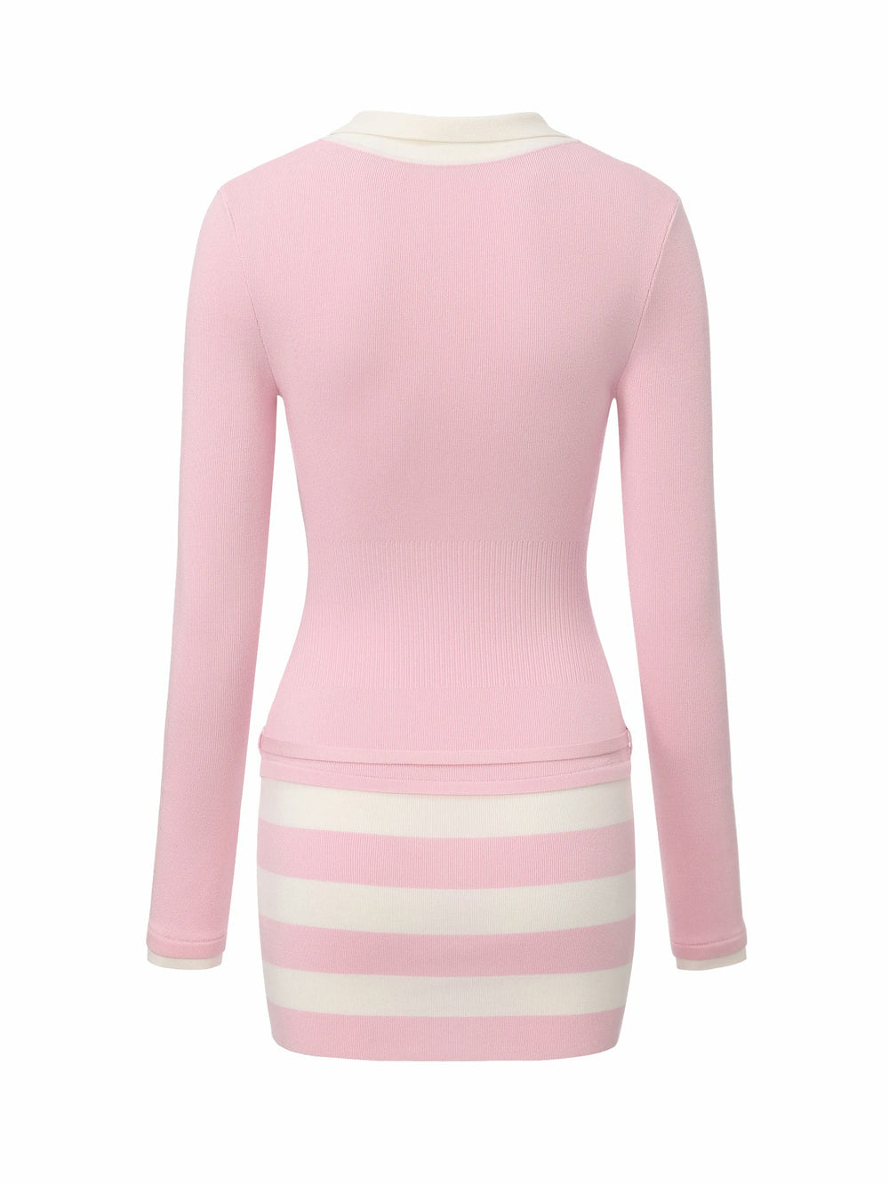 Pink Striped Knit Dress with Contrast Collar | Nana Jacqueline