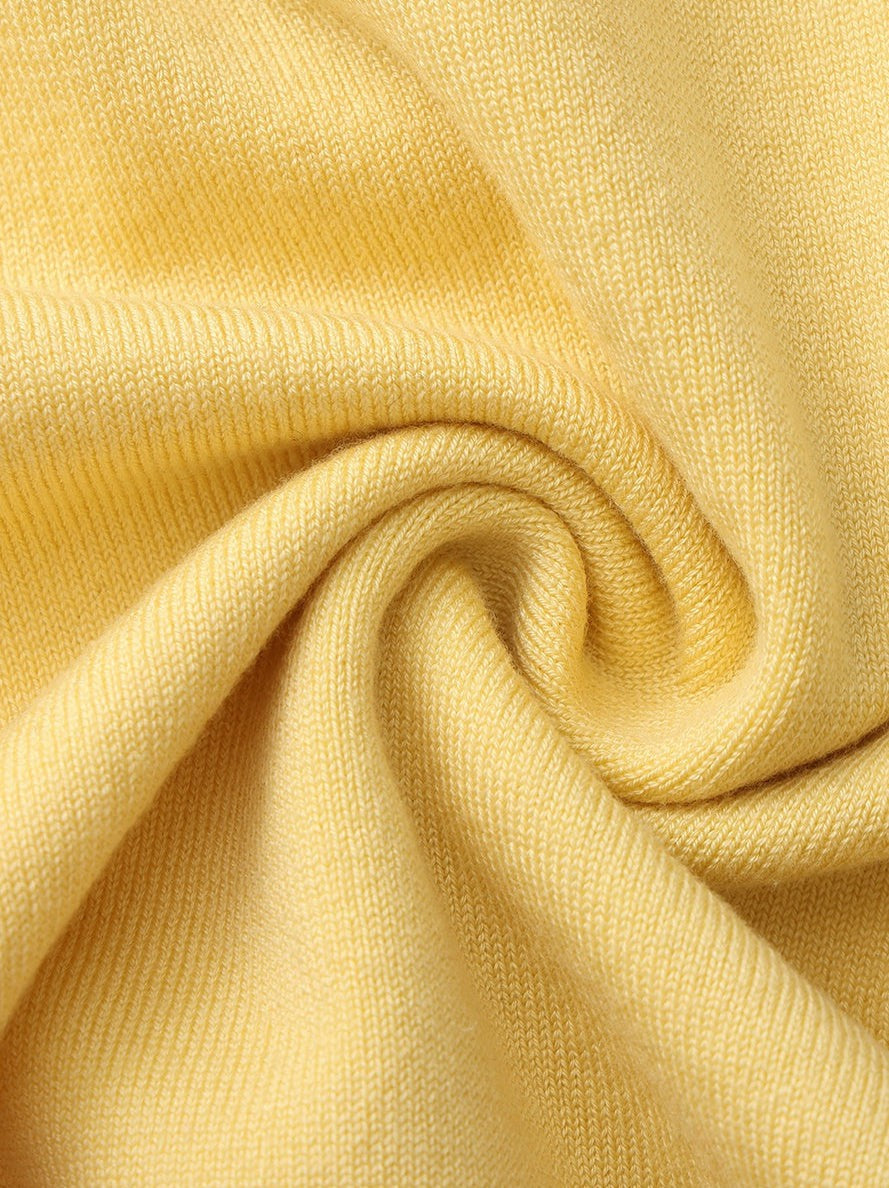 Yellow Contrast-Trim Knit Mini Dress | Nana Jacqueline
