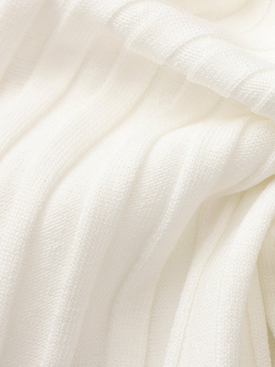 White Reverse Halter Knit Flared Dress | Nana Jacqueline