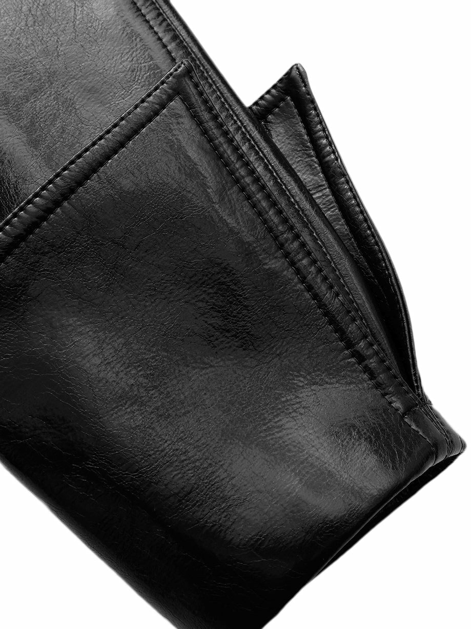 Black Double-Breasted Vegan Leather Jacket | Nana Jacqueline