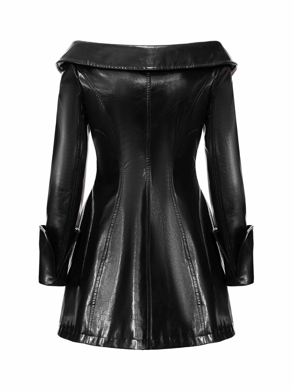 Black Double-Breasted Vegan Leather Jacket | Nana Jacqueline