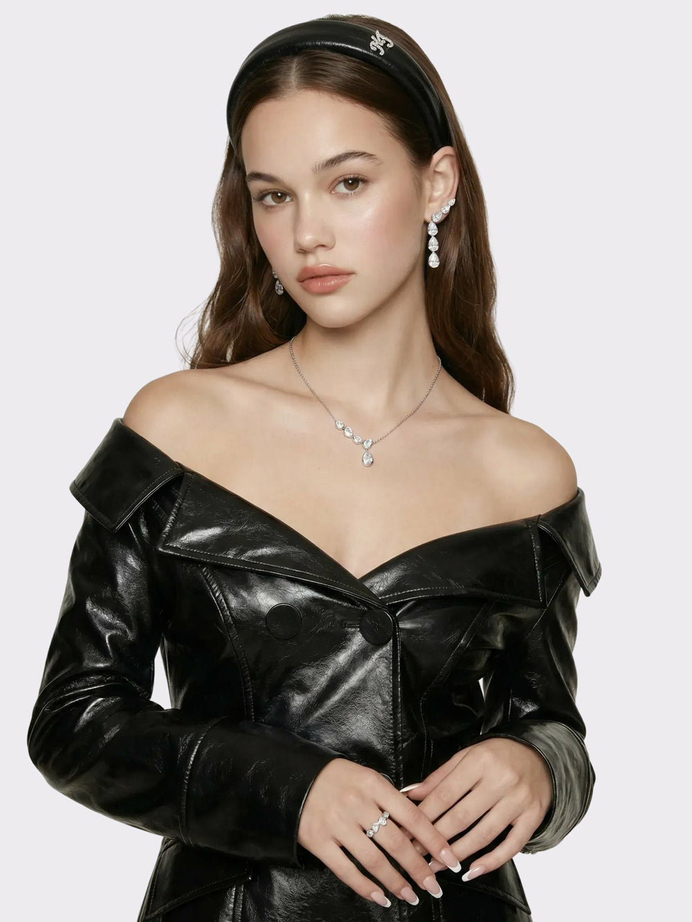 Black Double-Breasted Vegan Leather Jacket | Nana Jacqueline