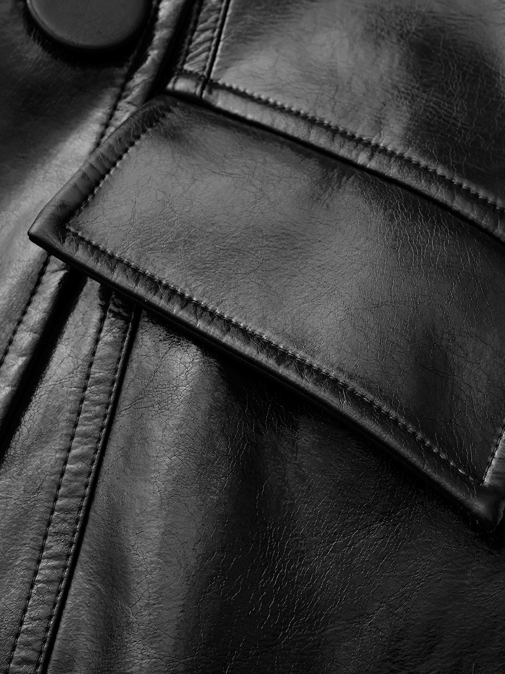 Black Double-Breasted Vegan Leather Jacket | Nana Jacqueline