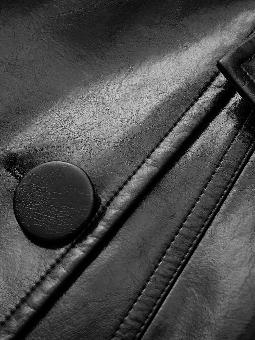 Black Double-Breasted Vegan Leather Jacket | Nana Jacqueline