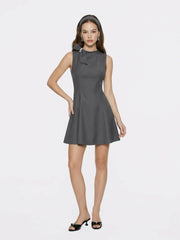 Grey Tailored Mini Dress with Crystal Bow | Nana Jacqueline