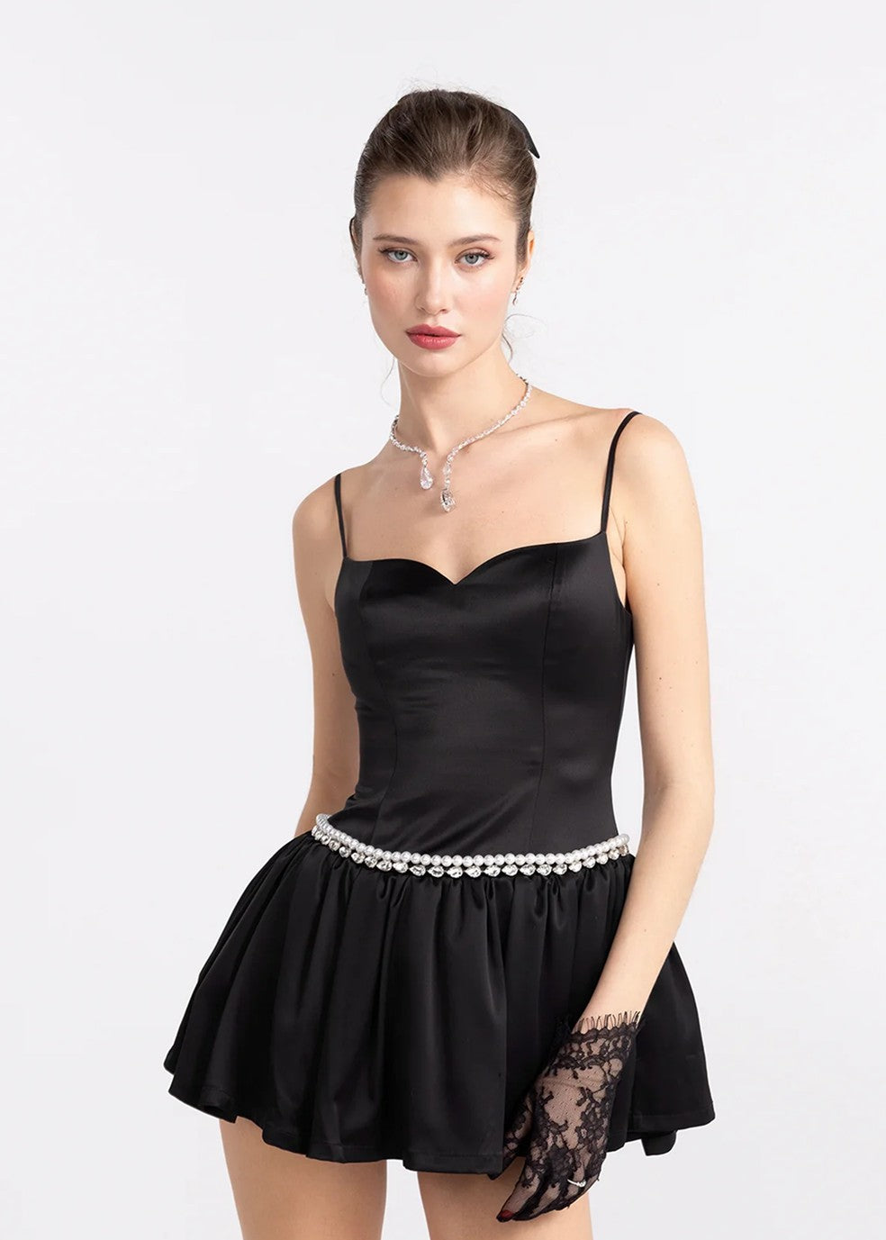 Bella Pearl Mini Dress: Black Mini Dress for Birthday Celebration | Nana Jacqueline