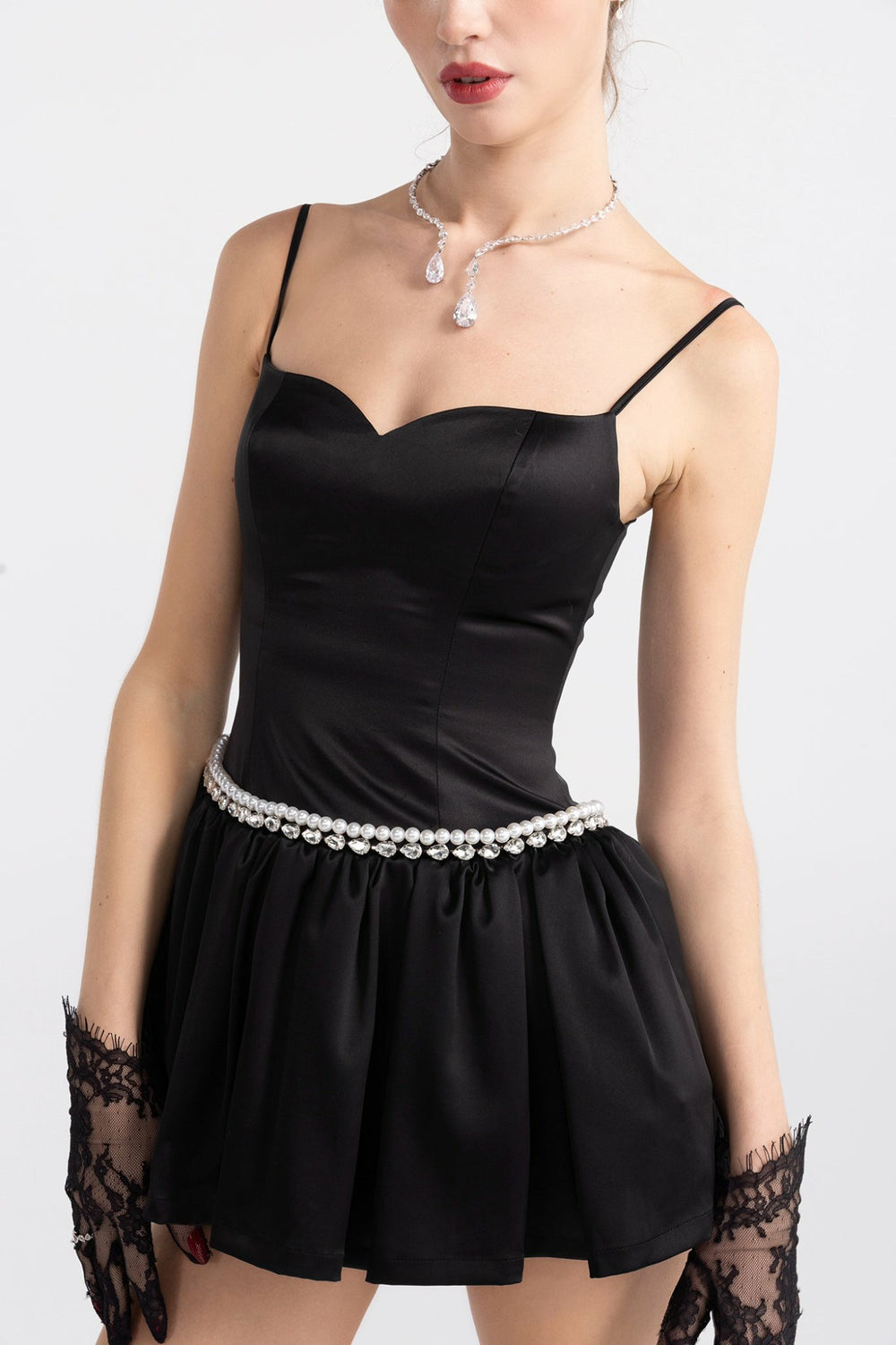 Bella Pearl Mini Dress: Black Mini Dress for Birthday Celebration | Nana Jacqueline
