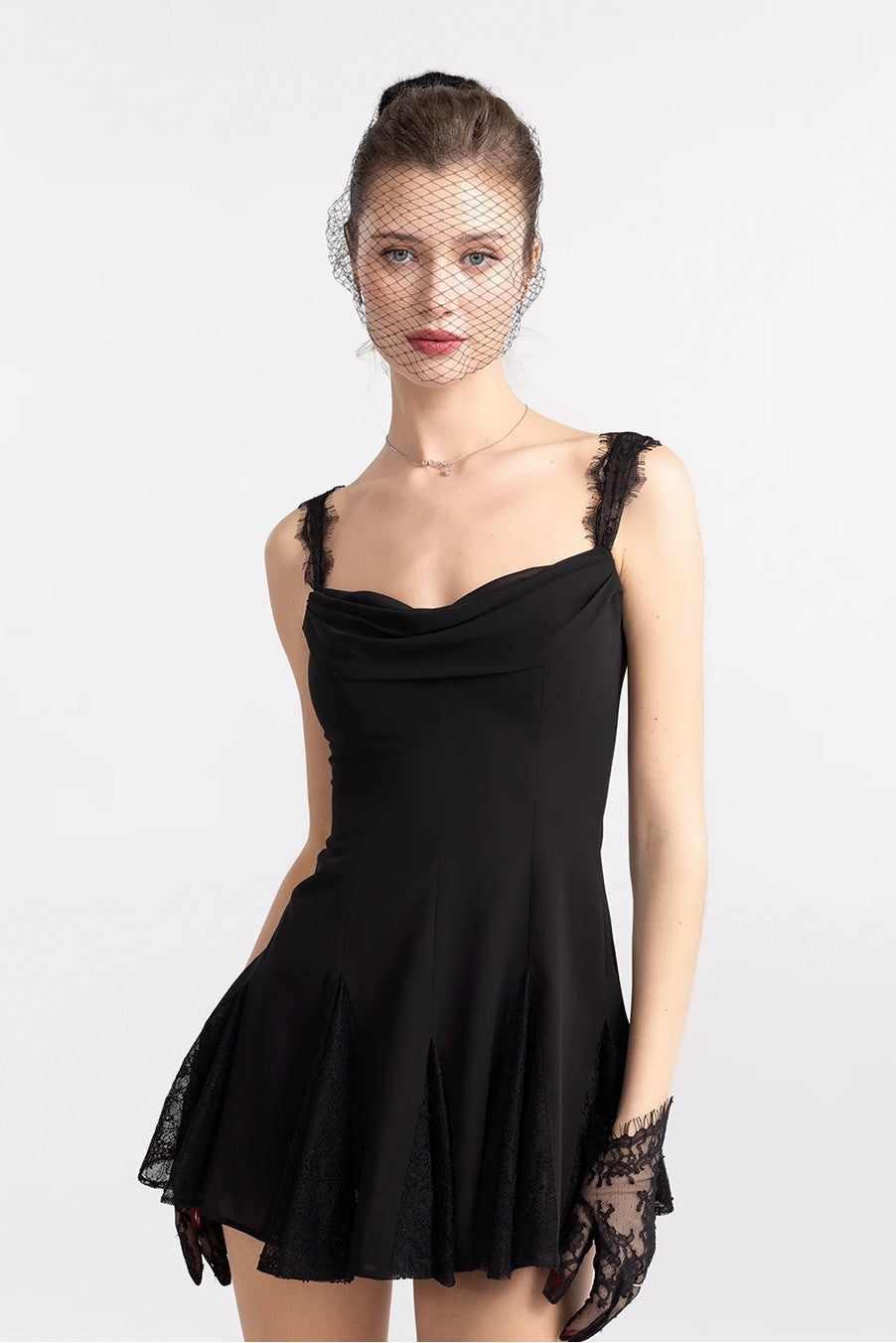 Elizabeth Lace Mini Dress: Black Mini Dress for Cocktail Party | Nana Jacqueline
