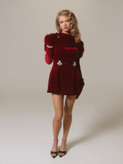 Simone Velvet Dress: Red Mini Dress for Cocktail Party | Nana Jacqueline