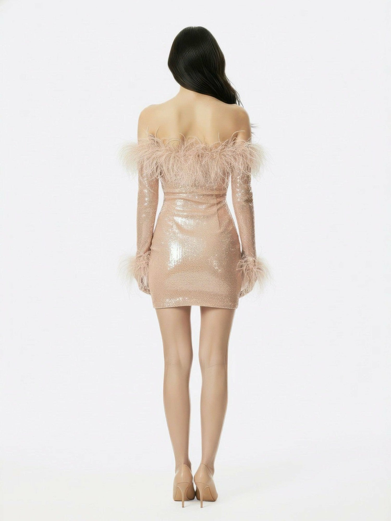 Ariella Sequin Mini Dress: Nude Mini Dress for Birthday Celebration | Nana Jacqueline