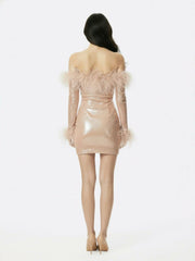 Ariella Sequin Mini Dress: Nude Mini Dress for Birthday Celebration | Nana Jacqueline
