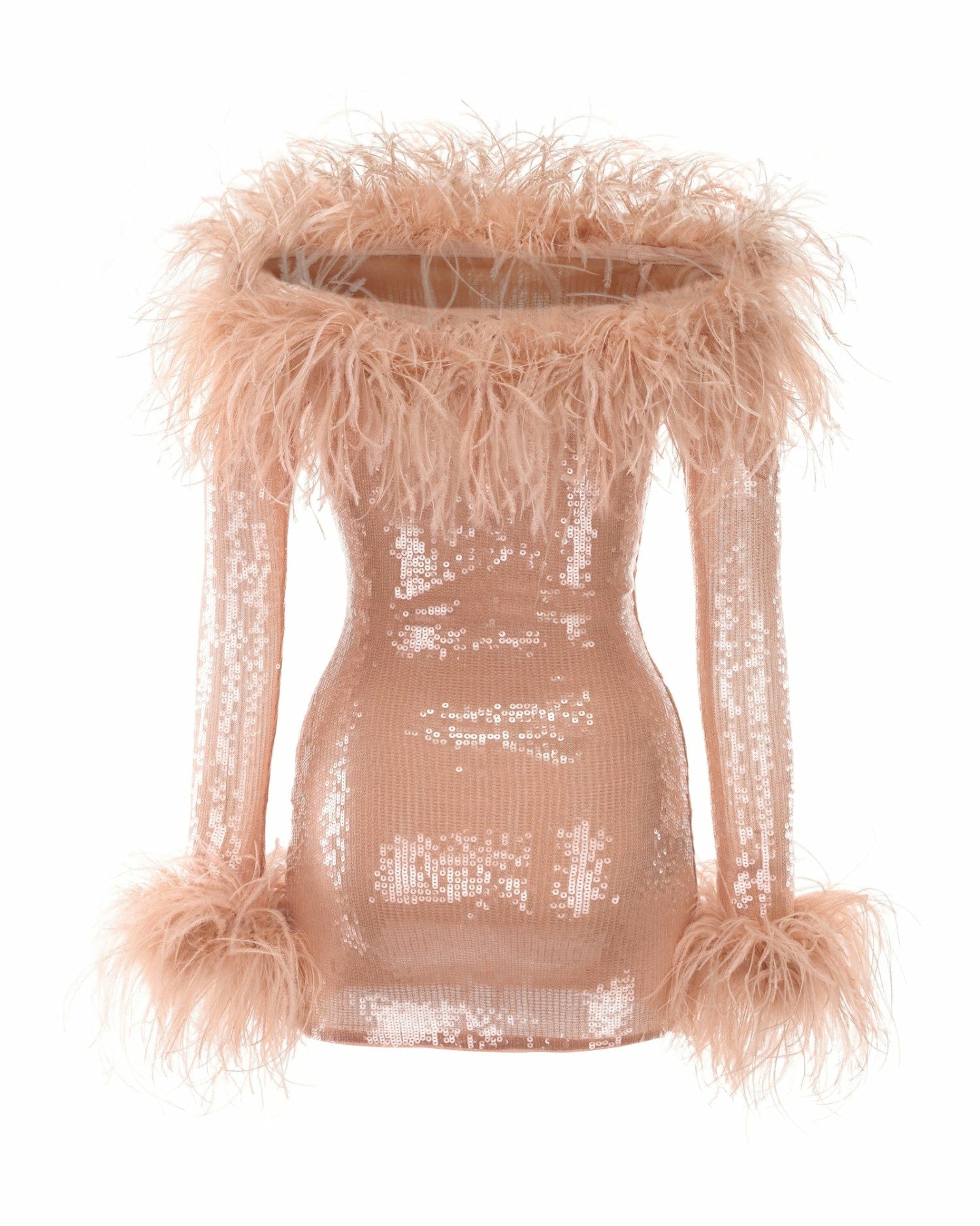 Ariella Sequin Mini Dress: Nude Mini Dress for Birthday Celebration | Nana Jacqueline