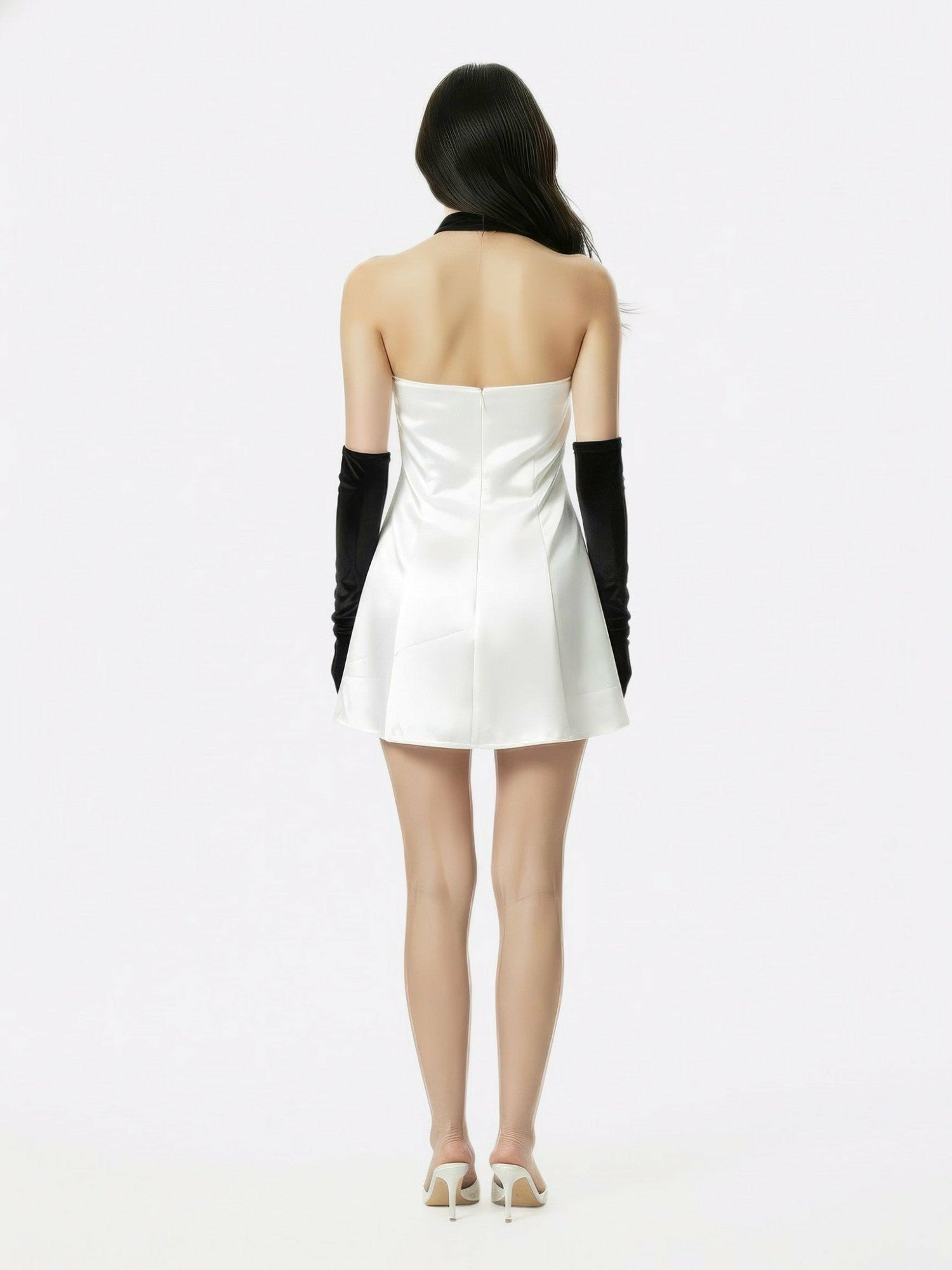 Jenna Halter Velvet Mini Dress: White Mini Dress for Engagement Party | Nana Jacqueline