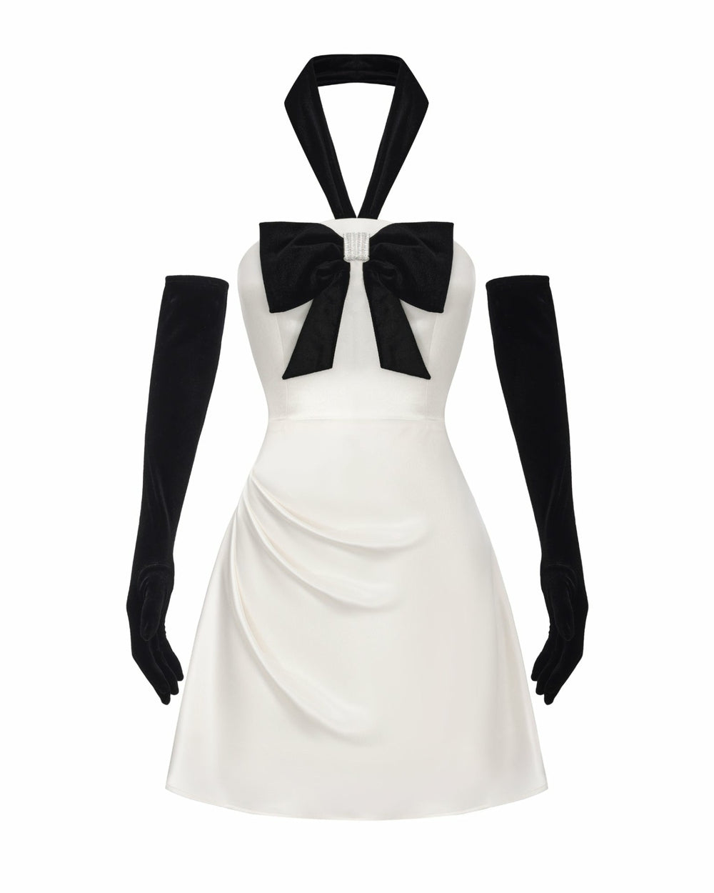 Jenna Halter Velvet Mini Dress: White Mini Dress for Engagement Party | Nana Jacqueline
