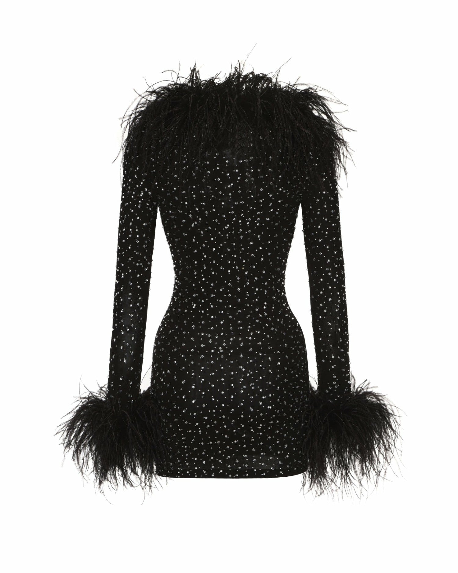 Margot Feather Mini Dress: Black Mini Dress for Cocktail Party | Nana Jacqueline