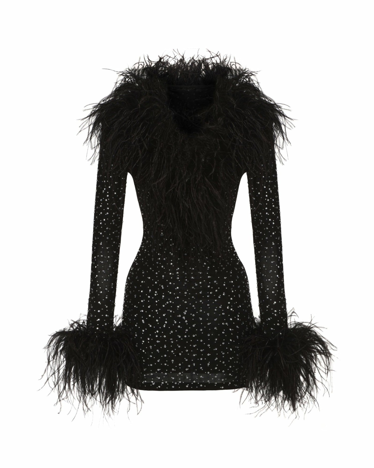 Margot Feather Mini Dress: Black Mini Dress for Cocktail Party | Nana Jacqueline