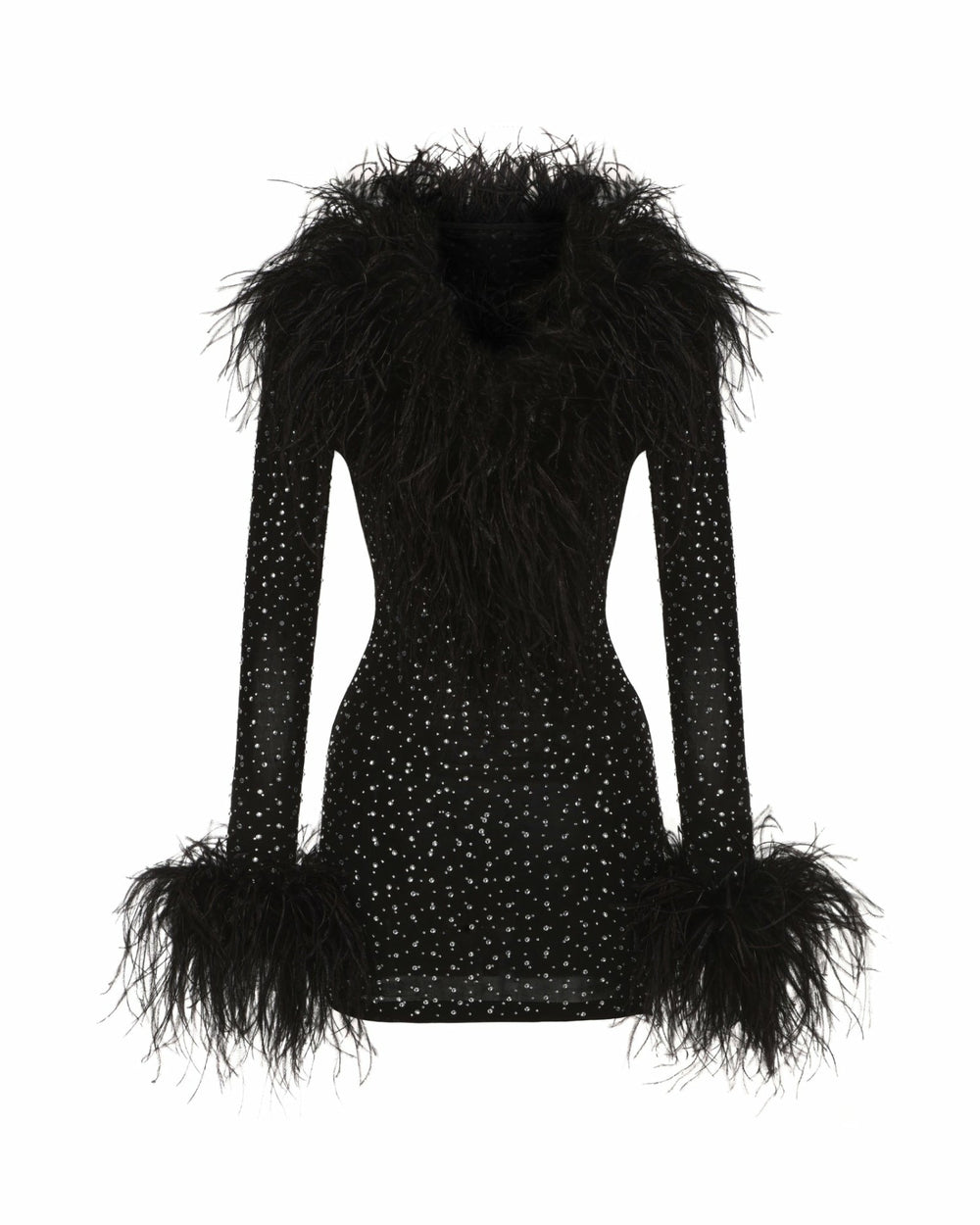 Margot Feather Mini Dress: Black Mini Dress for Cocktail Party | Nana Jacqueline