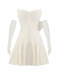 Madeleine Velvet Mini Dress: White Mini Dress for Bridal Shower | Nana Jacqueline