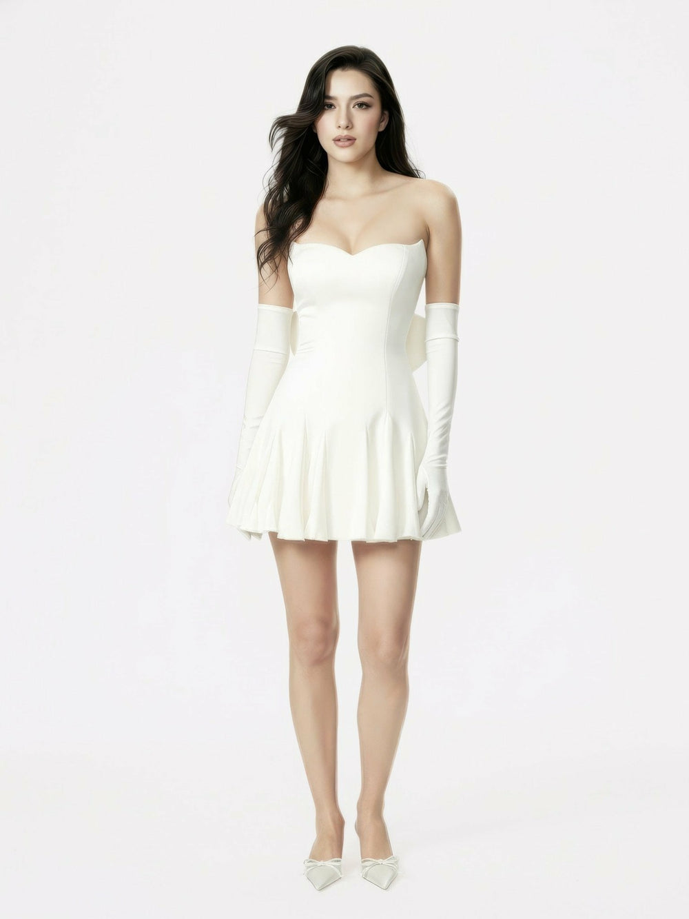 Madeleine Velvet Mini Dress: White Mini Dress for Bridal Shower | Nana Jacqueline