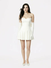 Madeleine Velvet Mini Dress: White Mini Dress for Bridal Shower | Nana Jacqueline
