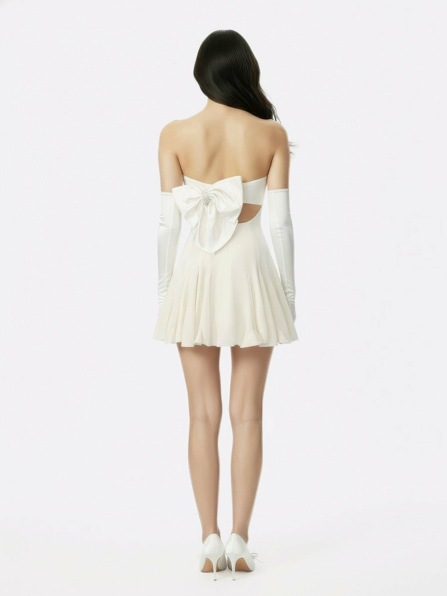 Madeleine Velvet Mini Dress: White Mini Dress for Bridal Shower | Nana Jacqueline