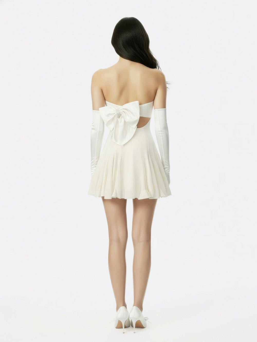 Madeleine Velvet Mini Dress: White Mini Dress for Bridal Shower | Nana Jacqueline