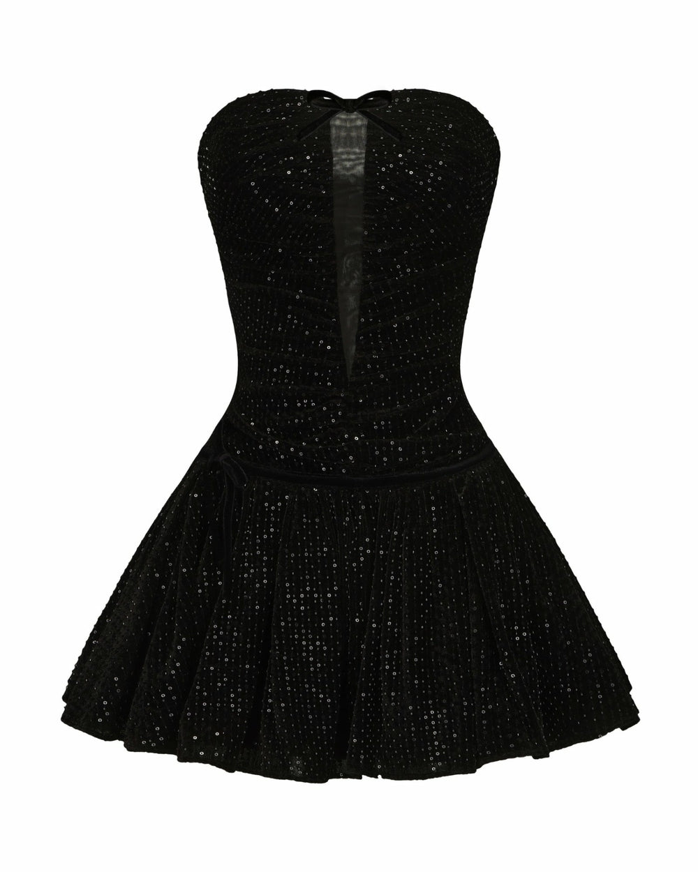 Audrey Sparkle Velvet Mini Dress: Black Mini Dress for Cocktail Party | Nana Jacqueline