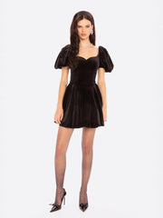 Lillian Velvet Mini Dress: Black Mini Dress for Cocktail Party | Nana Jacqueline